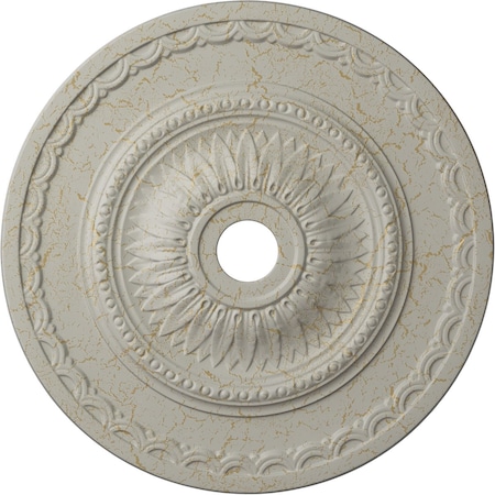 Ekena Millwork Sunflower Medallion (Canopies up to 5 5/8"), 29 1/2"OD x 3 5/8"ID x 1 5/8"P, Pot of Cream Crackle CM29SFPCC